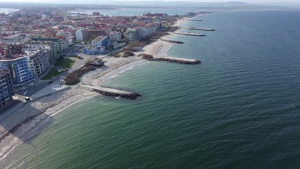 View From a Height of the City of Pomorie Which is Located on the Peninsula of Bulgaria and is