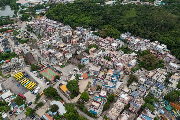 Top down view of village in Fanling of Hong Kong Stock Photo by leungchopan