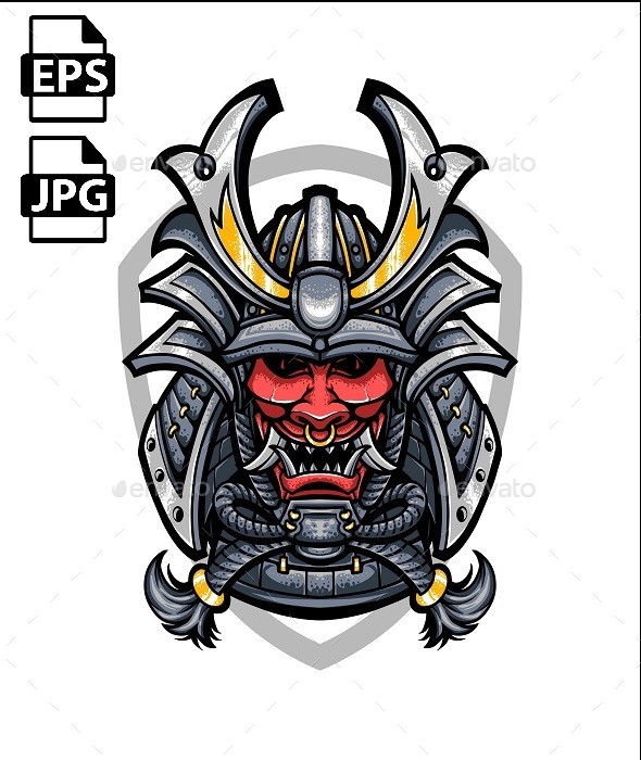 Black and Grey Crab Samurai Mask Tattoo Design – Tattoos Wizard Designs