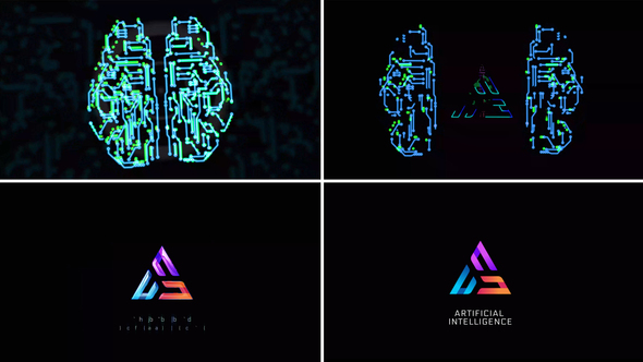 Artificial Intelligence Brain Logo Reveal