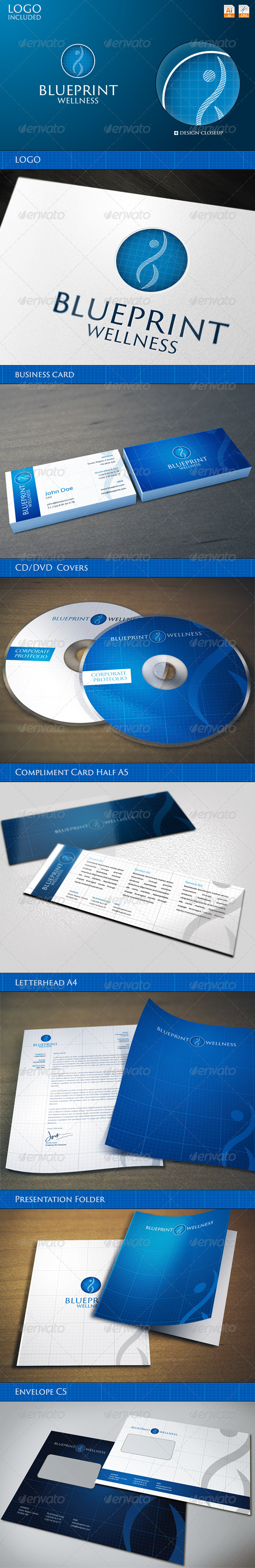 Corporate Identity - BluePrint Wellness - Stationery Print Templates