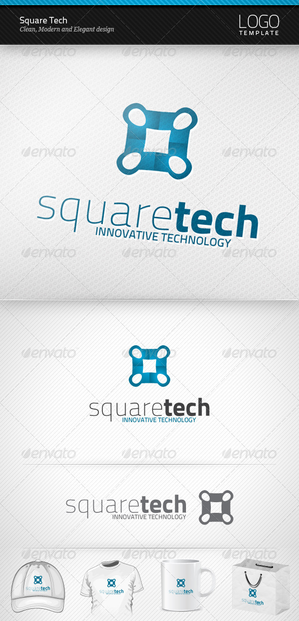 Square Tech Logo - Vector Abstract