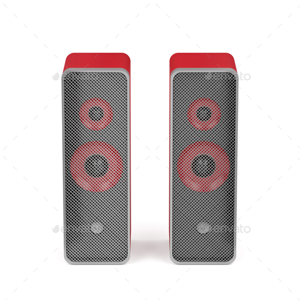 Pair of stereo computer speakers - Stock Photo - Images
