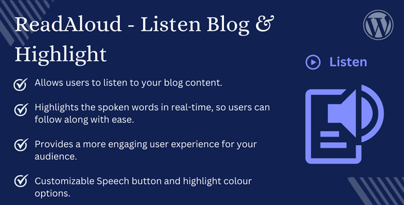 ReadAloud  Listen Blog & Highlight for WordPress