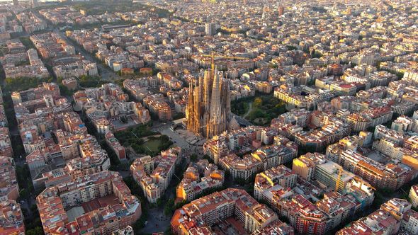 Bird's-eye Perspective of Barcelona's Eixample Residential Area and ...