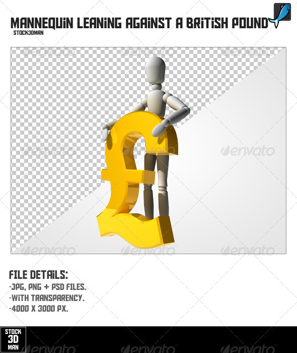 Mannequin Leaning Against a British Pound - Characters 3D Renders
