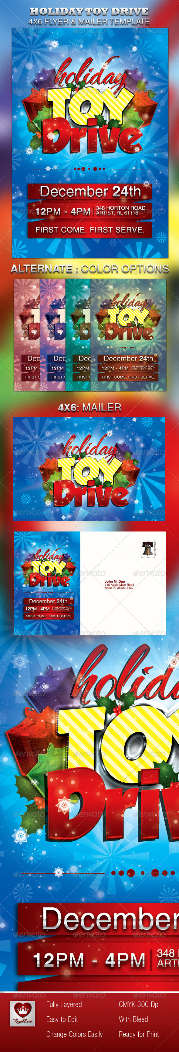 Holiday Toy Drive Flyer & Mailer - Holidays Events