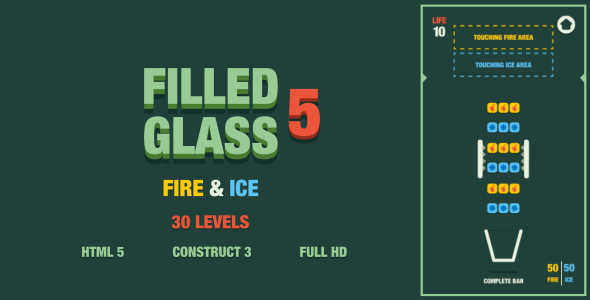 Filled Glass 5 Fire & Ice - HTML5 Game (Construct3)