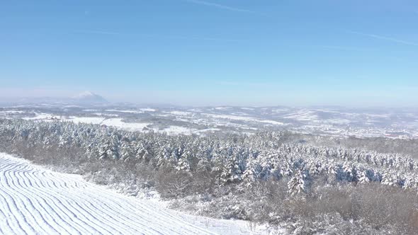 Winter morning scenery with Rtanj mountain 4K drone footage alt