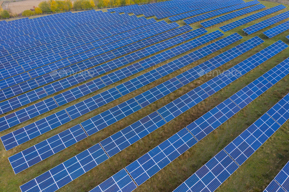 Solar panels aerial view - Stock Photo - Images