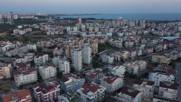 Colorful Summer Cityscape of Modern Coastal Turkish City alt