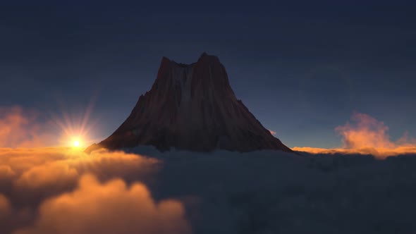 Peak Above Clouds on Sunset 4k