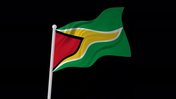 Guyana Flag Flying Animated Black Background alt