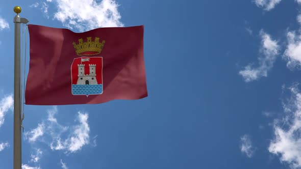 Livorno City Flag Italy On Flagpole alt