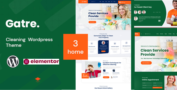 Gatre – Cleaning Company and Services Elementor WordPress Theme