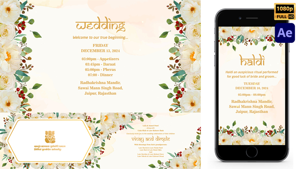 Indian Floral Wedding Invitation Style 03