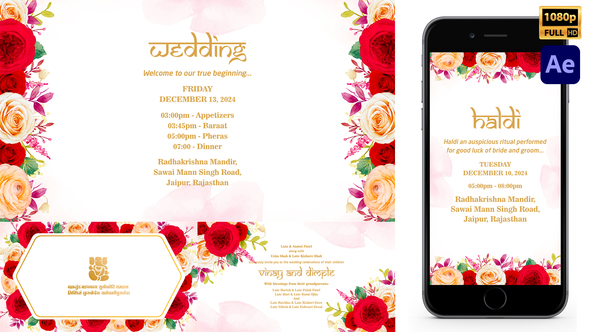 Indian Floral Wedding Invitation Style 04