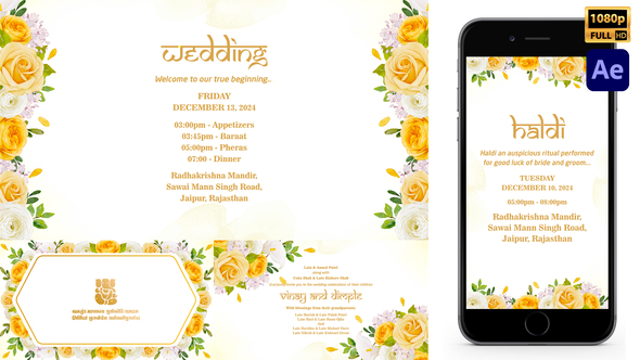 Indian Floral Wedding Invitation Style 05