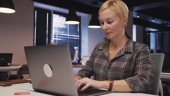 Woman Using Laptop To Making Presentation of New Business Projec