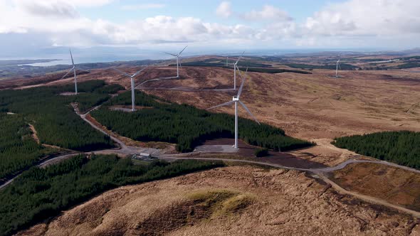 Aerial View of the Cloghervaddy Windfarm Between Frosses and Glenties in County Donegal alt