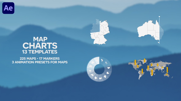 13 Map Charts | 17 Markers | 225 Maps | Infographics Pack