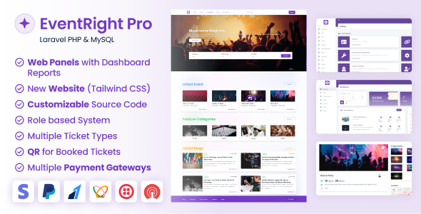 EventRight Pro  Ticket Sales and Event Booking & Management System with Website & Web Panels (SaaS)
