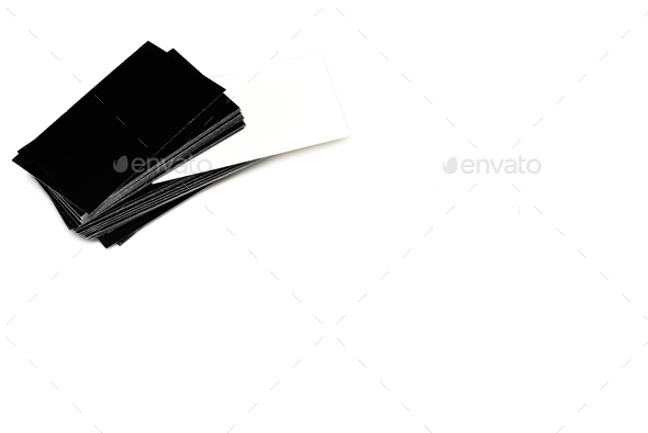 Stack of empty black and white business cards on white Stock Photo by ...