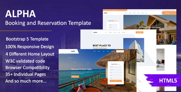 Hotel Alpha - Booking and Reservation Template