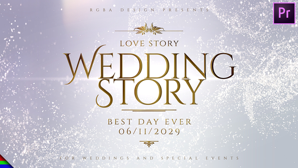 Wedding Glitter Titles Premiere Pro template preview