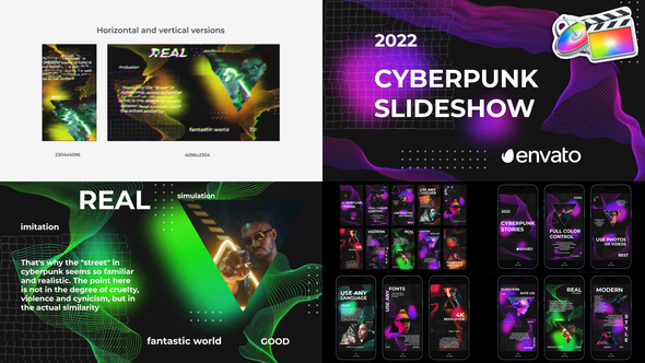 Cyberpunk Glitch Slideshow for FCPX
