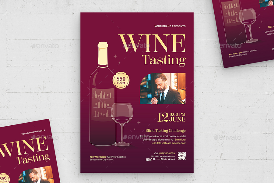 Wine Tasting Flyer Template, Print Templates | GraphicRiver