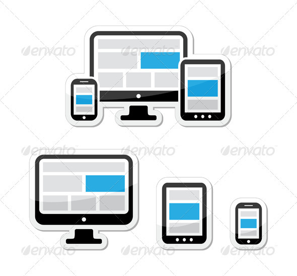 Responsive Design Web Concept - Screens - Web Elements Vectors