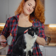 woman cat grooming at home - PhotoDune Item for Sale