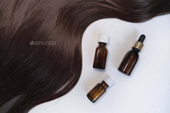 female hair isolated on white background. hair restoration and treatment after winter.