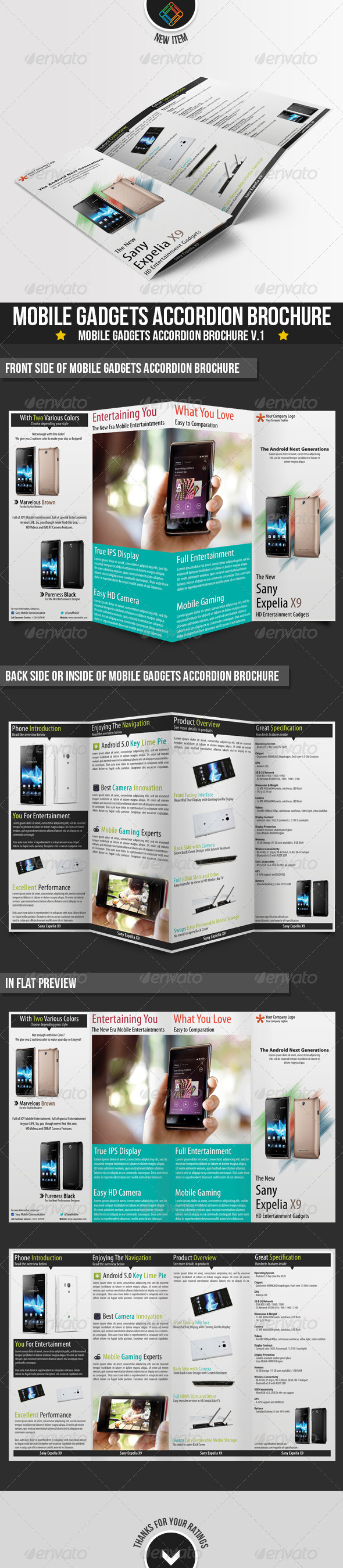 Modern Mobile Gadgets Accordion Brochures - Brochures Print Templates