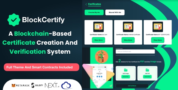BlockCertify - A Blockchain-based certificate creation and verification system Full Theme