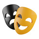 Yellow and Black Theater Masks 3d Icon