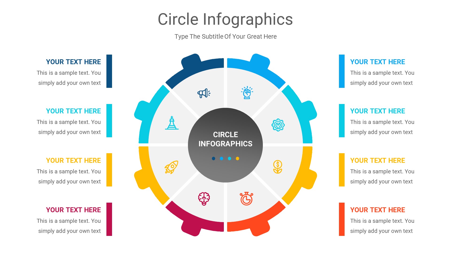 Circle Infographics PowerPoint Presentation, Presentation Templates