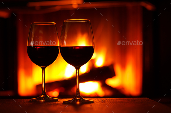 Two glasses of red wine - Stock Photo - Images