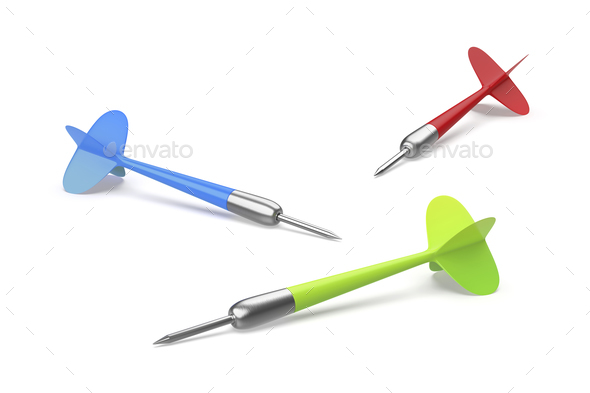 Three different colored darts - Stock Photo - Images
