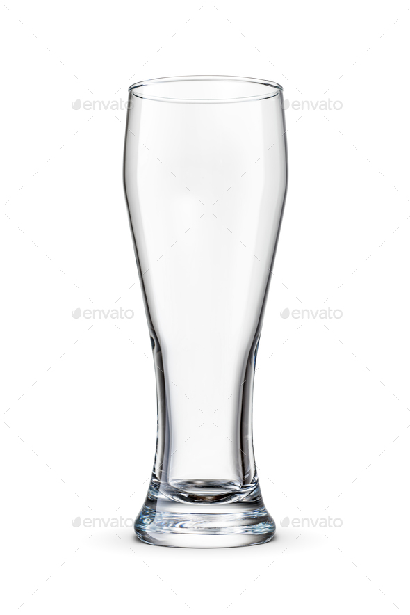 Empty clean weizen glass for beer isolated on white. Stock Photo by