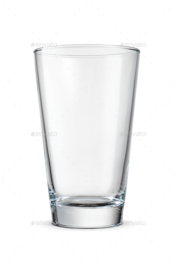 Empty shaker pint beer glass isolated on white.