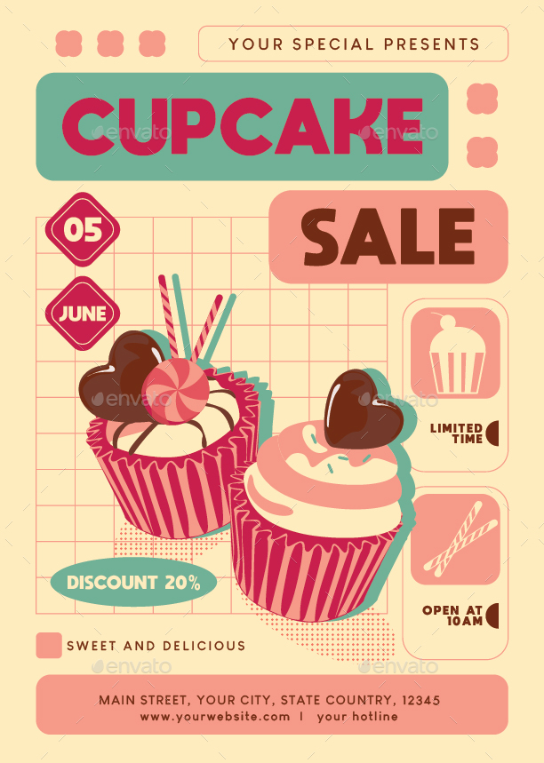 Cupcake Sale Flyer, Print Templates | GraphicRiver