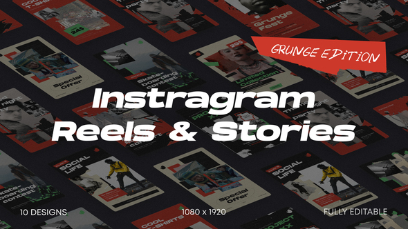 Grunge Instagram Reels & Stories Video Displays template preview