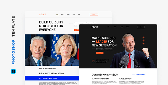 Politit – Political Party Template for Photoshop