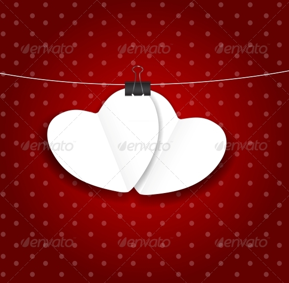 Valentines Day Paper Heart Background - Vector - Valentines Seasons/Holidays
