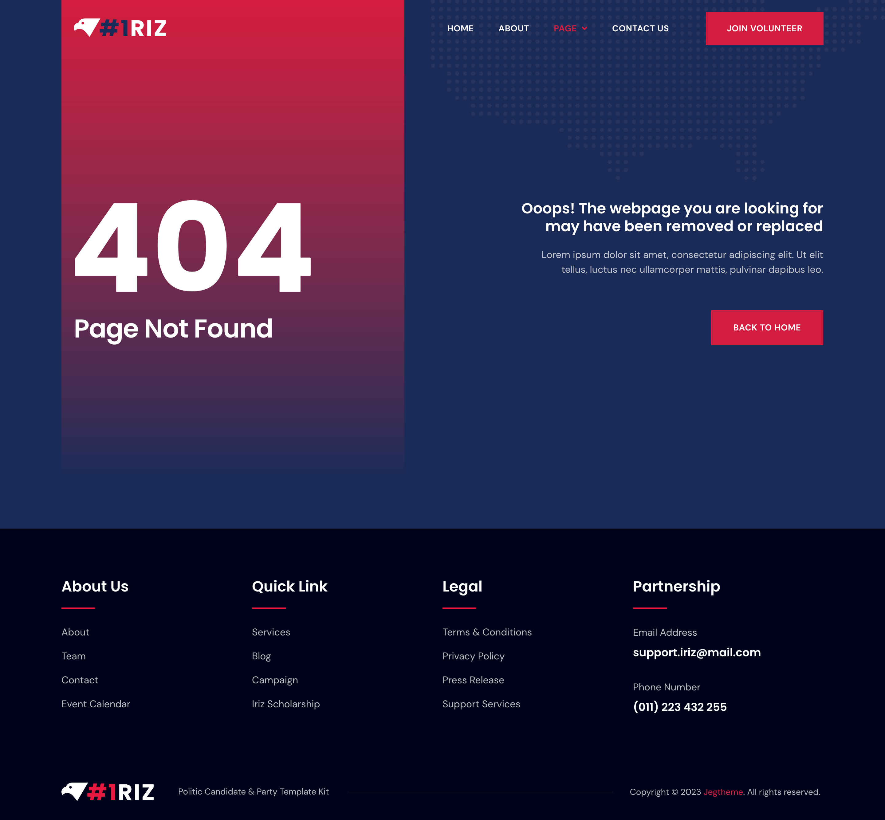 Iriz Political Candidate & Party Elementor Template Kit by jegtheme