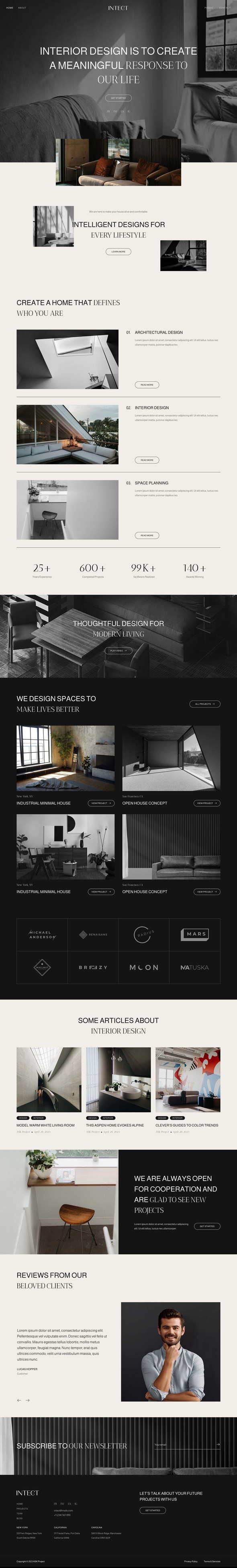 Intect - Interior Design & Architecture Elementor Template Kit