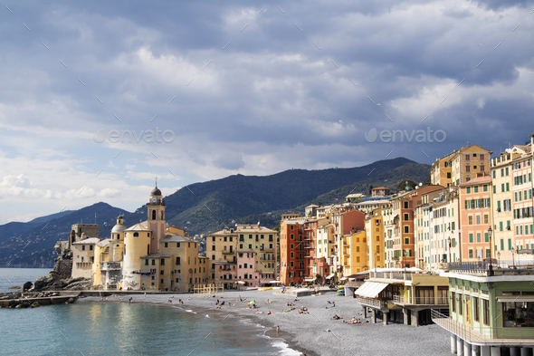 The characteristic village of Camogli Genoa Italy - Stock Photo - Images