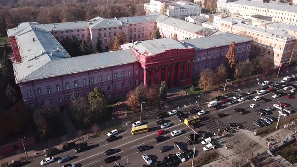 Aerial to Taras Shevchenko National University in Kyiv Ukraine alt